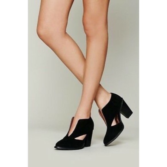 Free People Shoes - Free People Black Suede Deep V Ankle Booties